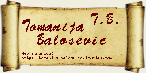 Tomanija Balošević vizit kartica